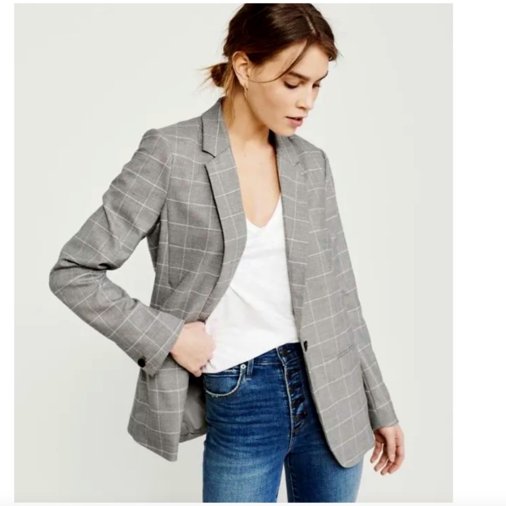 NWOT Abercrombie & Fitch Plaid Boyfriend Blazer